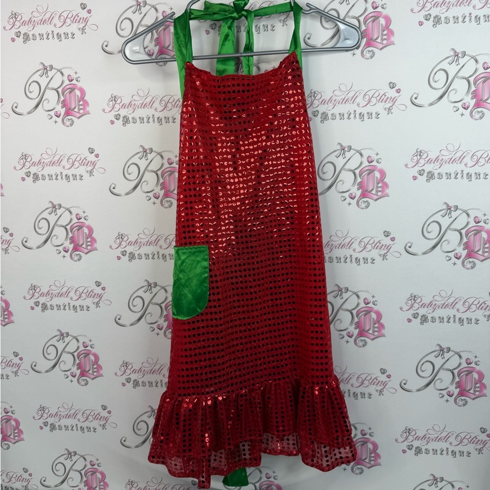 Forum novelties apron sparkly sequins Red and Green Sequin Apron Christmas